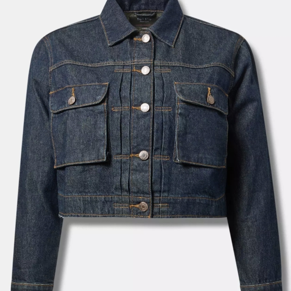 Dark Blue Cropped Jean Jacket
